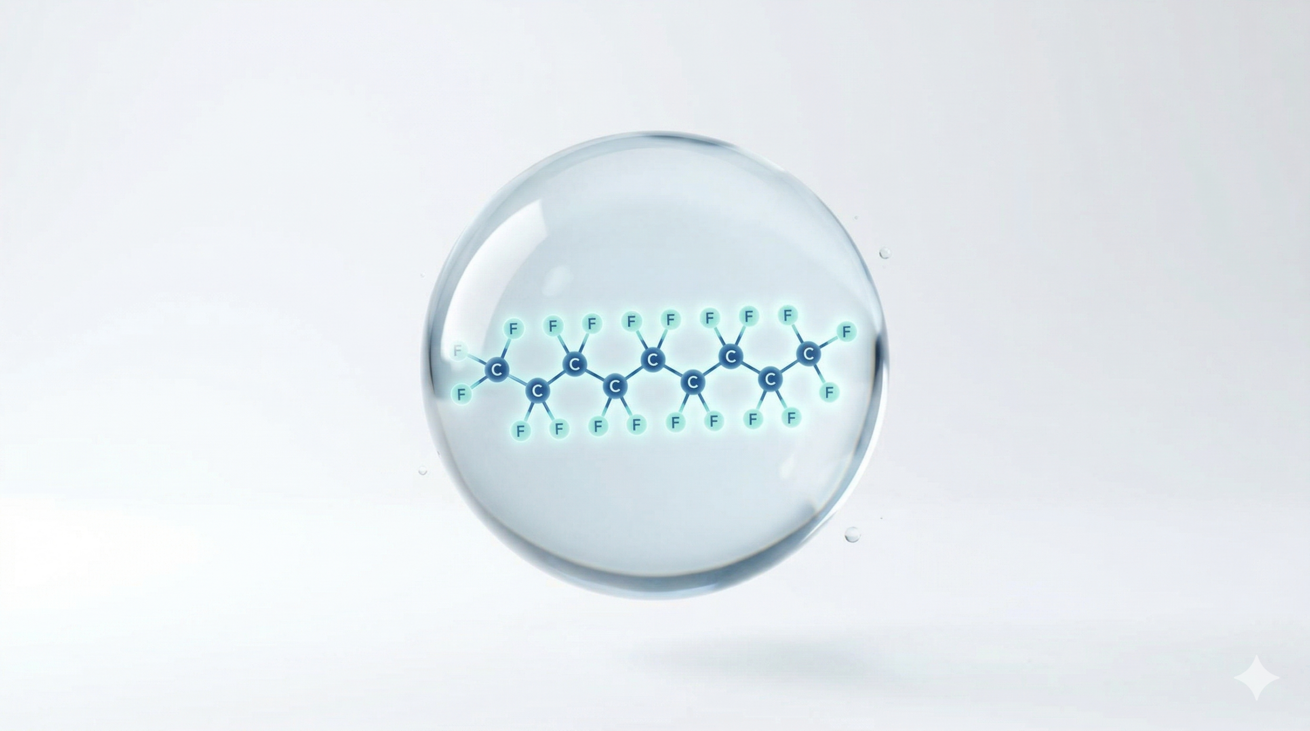 PFAS molecule structure showing carbon-fluorine bonds that make forever chemicals persistent in water